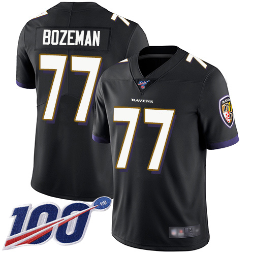 Baltimore Ravens Limited Black Men Bradley Bozeman Alternate Jersey NFL Football 77 100th Season Vapor Untouchable